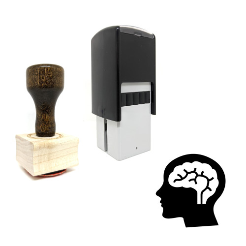 "Brain" rubber stamp with 3 sample imprints of the image