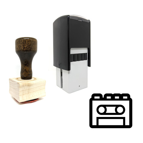 "Cassette Player" rubber stamp with 3 sample imprints of the image