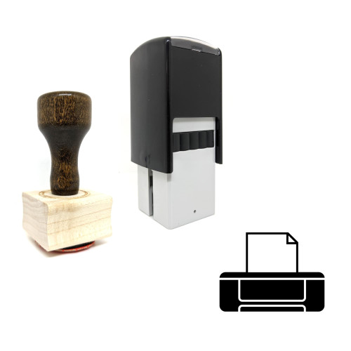 "Printer" rubber stamp with 3 sample imprints of the image