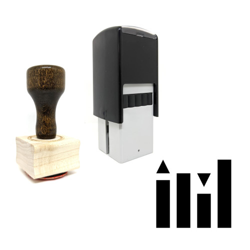 "Bar Chart" rubber stamp with 3 sample imprints of the image