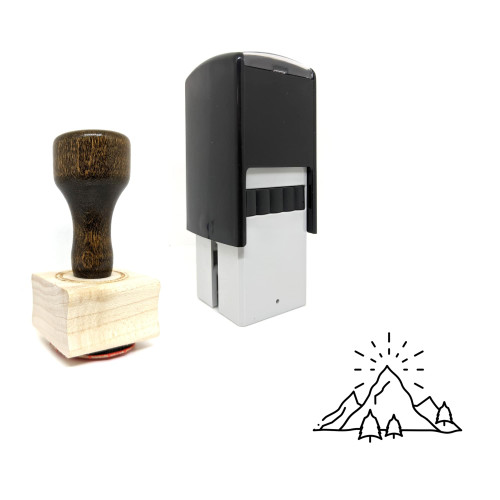 "Hill" rubber stamp with 3 sample imprints of the image