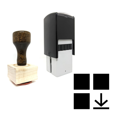 "Download App" rubber stamp with 3 sample imprints of the image