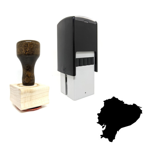 "Ecuador" rubber stamp with 3 sample imprints of the image