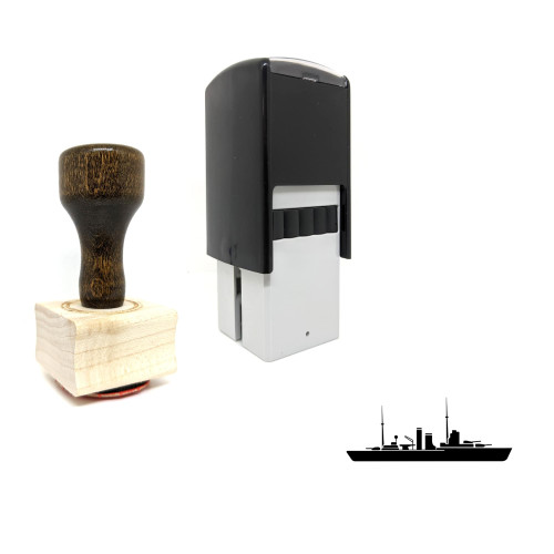 "Battleship" rubber stamp with 3 sample imprints of the image