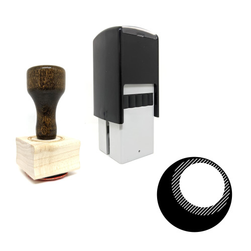 "Sphere" rubber stamp with 3 sample imprints of the image