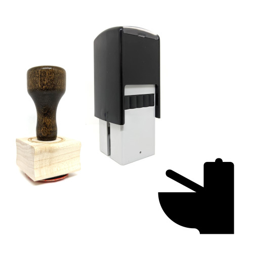"Toilet" rubber stamp with 3 sample imprints of the image