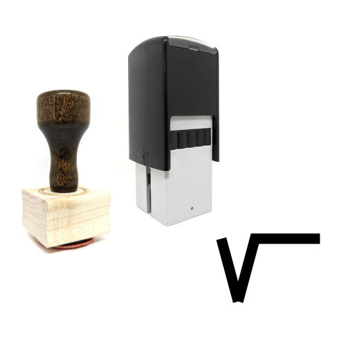 "Square Root" rubber stamp with 3 sample imprints of the image