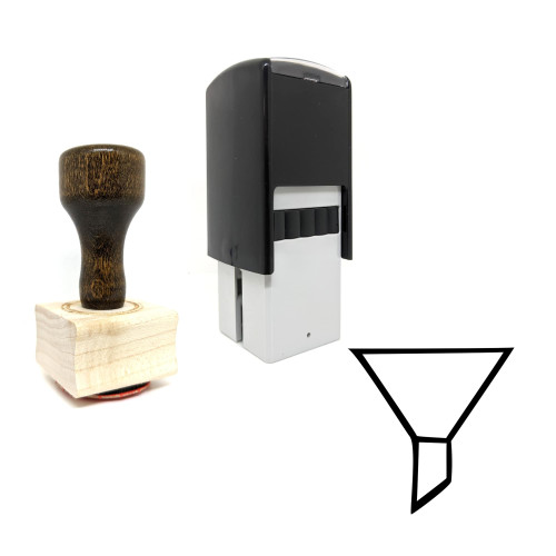 "Funnel Filter" rubber stamp with 3 sample imprints of the image