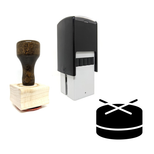 "Drum" rubber stamp with 3 sample imprints of the image