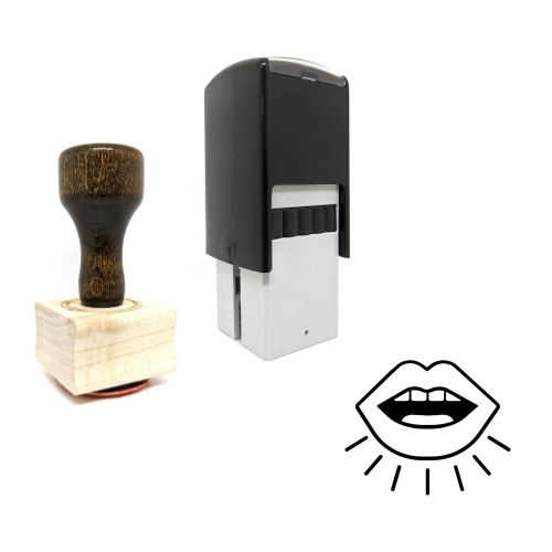 "Speak" rubber stamp with 3 sample imprints of the image