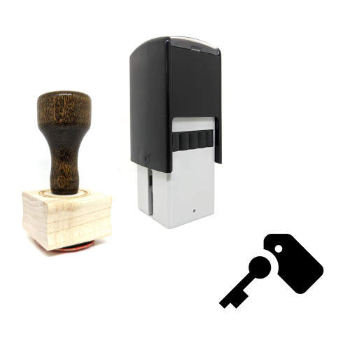 "Key" rubber stamp with 3 sample imprints of the image