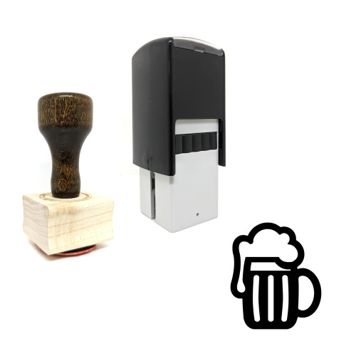 "Beer" rubber stamp with 3 sample imprints of the image