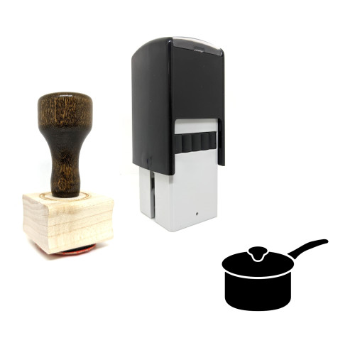 "Saucepan" rubber stamp with 3 sample imprints of the image