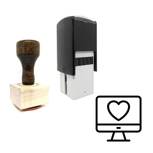 "Online Love" rubber stamp with 3 sample imprints of the image