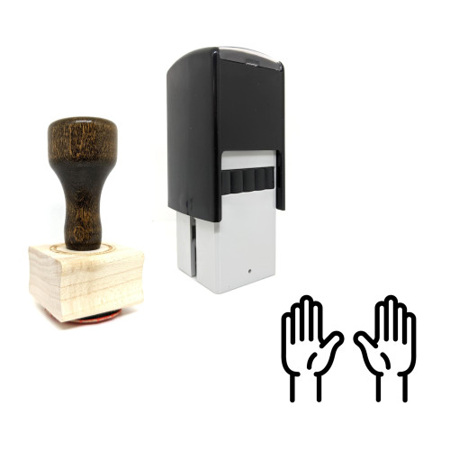"Hands Up" rubber stamp with 3 sample imprints of the image