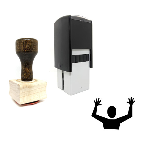 "Hands Up" rubber stamp with 3 sample imprints of the image