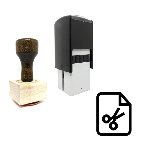 "File Cut" rubber stamp with 3 sample imprints of the image