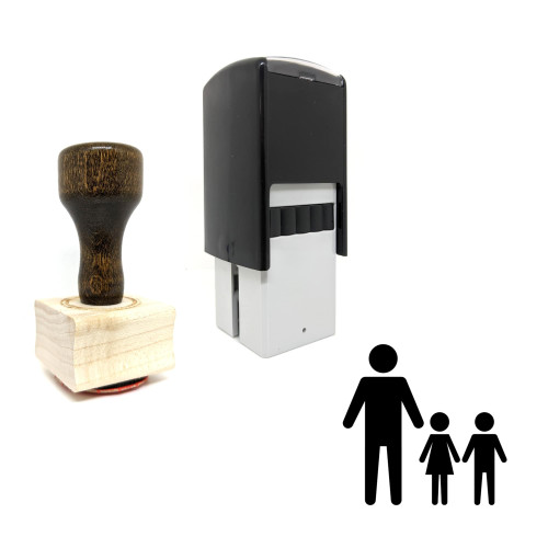 "Father" rubber stamp with 3 sample imprints of the image