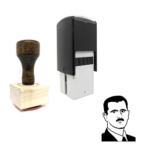 "Bashar Asad" rubber stamp with 3 sample imprints of the image