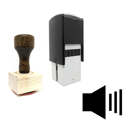 "Volume High" rubber stamp with 3 sample imprints of the image