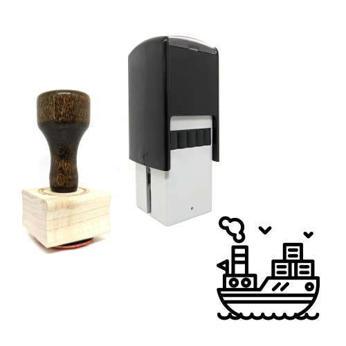 "Cargo Ship" rubber stamp with 3 sample imprints of the image