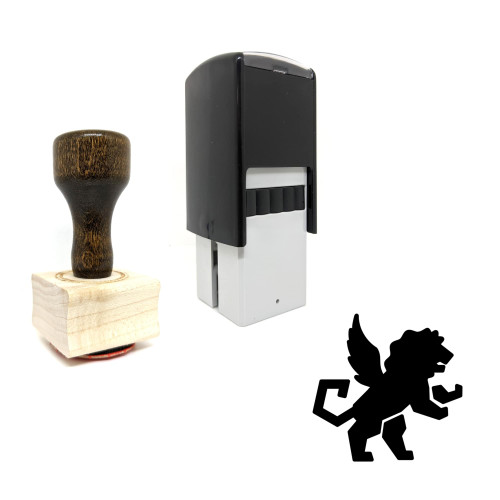 "Winged Lion" rubber stamp with 3 sample imprints of the image