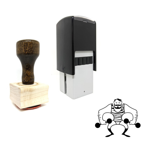 "Strongman" rubber stamp with 3 sample imprints of the image