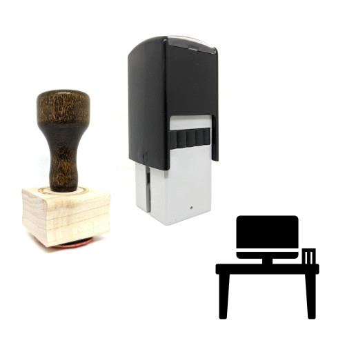 "Working Desk" rubber stamp with 3 sample imprints of the image