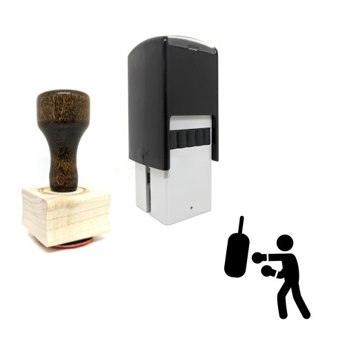 "Boxing" rubber stamp with 3 sample imprints of the image