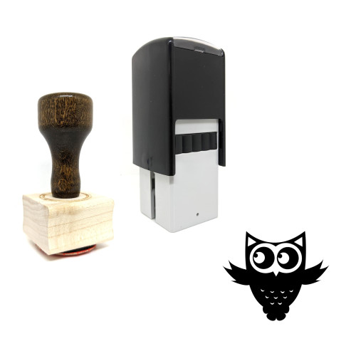 "Owl" rubber stamp with 3 sample imprints of the image