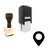 "Location" rubber stamp with 3 sample imprints of the image