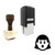 "Shocked" rubber stamp with 3 sample imprints of the image