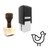 "Chicken" rubber stamp with 3 sample imprints of the image