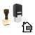 "Buy House" rubber stamp with 3 sample imprints of the image