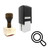 "Magnifier" rubber stamp with 3 sample imprints of the image