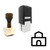 "Shack" rubber stamp with 3 sample imprints of the image