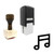 "Music Notes" rubber stamp with 3 sample imprints of the image