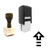 "Uploading" rubber stamp with 3 sample imprints of the image