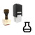 "Round Bottom Flask" rubber stamp with 3 sample imprints of the image