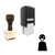"Happy" rubber stamp with 3 sample imprints of the image