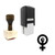 "Feminism" rubber stamp with 3 sample imprints of the image