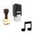 "Music Note" rubber stamp with 3 sample imprints of the image