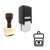 "Bags" rubber stamp with 3 sample imprints of the image