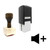 "Louder" rubber stamp with 3 sample imprints of the image