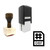 "DBF File" rubber stamp with 3 sample imprints of the image