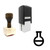 "Lab Flask" rubber stamp with 3 sample imprints of the image