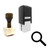 "Magnifier" rubber stamp with 3 sample imprints of the image