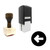 "Back" rubber stamp with 3 sample imprints of the image
