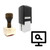 "Searching" rubber stamp with 3 sample imprints of the image