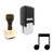 "Music Note" rubber stamp with 3 sample imprints of the image